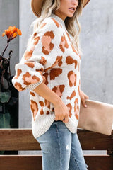 Medium Collar Leopard Sweater