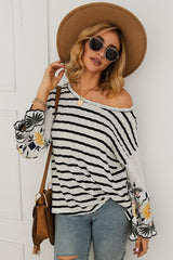 Embroidered Striped T-shirt