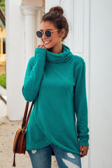 Turtleneck Long-sleeved Irregular Sweater
