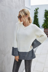 Loose Stitching Round Collar Pullover