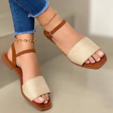 Flat Peep Toe Slip-On Sandals