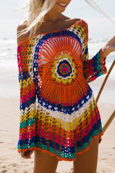 Colorful Knitted Cover Up Beach Dress