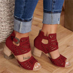 Buckle Peep Toe Hollow Out Shoes