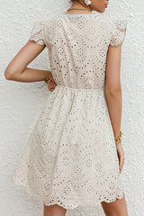 Princess of the Wilderness Ruffled Hollow Stitching Dress