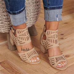 Buckle Peep Toe Hollow Out Shoes