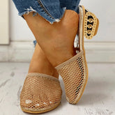 Hollow Mesh Fretwork Heels Slippers