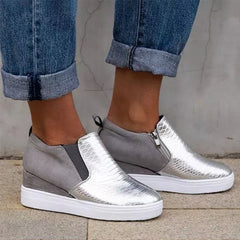 Snake PU Leather Platform Wedges Shoes