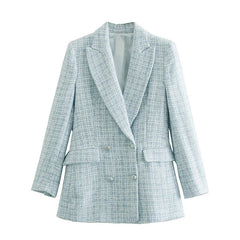Tweed Blazer Vintage Double Breasted Coat