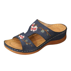 Flower Platform Colorful Ethnic Flat Slippers