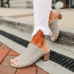 Leopard Thick High Heels Slippers