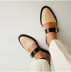 Color Contrast Buckle Flats