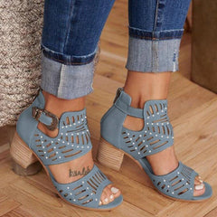 Buckle Peep Toe Hollow Out Shoes