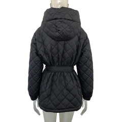Elegant Tie Belt Loose Arygle Hooded Parkas