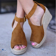 Flock Wedges High Ankle Sandals