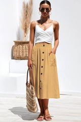 Row Button Loose Pocket Skirt