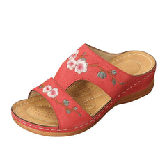 Flower Platform Colorful Ethnic Flat Slippers