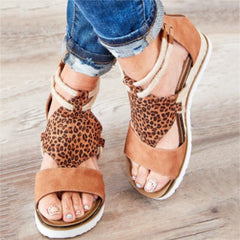 Leopard Wedge Heel Sandals