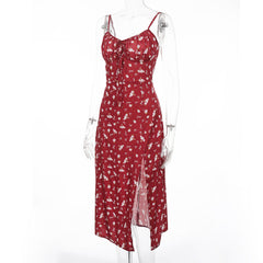 Sleeveless Lace Up Vintage Floral Dress