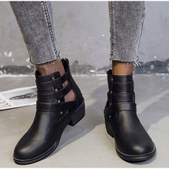 Breathable Square Heels Hollow Out Ankle Boots