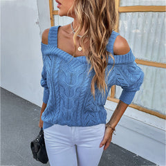 Drop-Shoulder Twist Sling Sweater