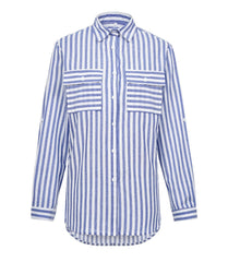 Cotton and Linen Washed Striped Single-breasted Shirt