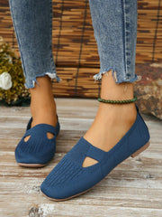Navy knits hollow slip on shoes