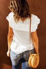 Ruffle Round neck Lace undershirt Top