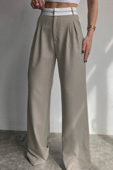 White Waist Drape Suit Pants