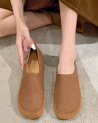 Minimalist retro soft sole round toe loafers