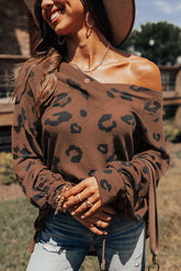 V-neck Loose casual Leopard Knitwear