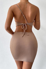 One shoulder Drawstring Mini Dress