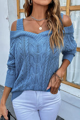 Drop-Shoulder Twist Sling Sweater