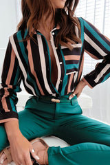 Paisley Striped Long Sleeve Button-Down Shirt