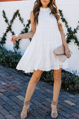Chic Pleated Collar Swing Dress