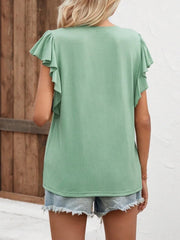 V-neck Short Bell Sleeves Top