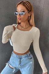 Cropped Skinny Zip Knit Sweater