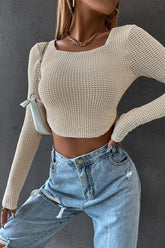 Cropped Skinny Zip Knit Sweater