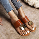 Chic Round Buckle Flip Flops