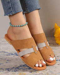 Velvet Patchwork Flat Slippers