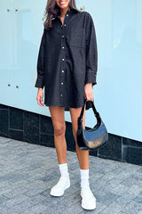 Denim Twill Loose Long Shirt