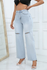 Ripped mid-rise baggy jeans