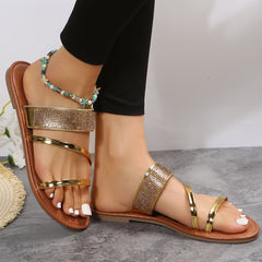 Gold Rings Flat Slides