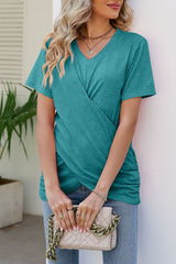 Crossover V-Neck Short Sleeve T-Shirt