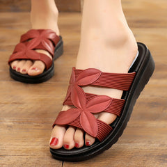 Floral Woven Strap Comfort Slide Sandals