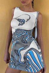 Sleeveless Print Slim Fit Hip Dress