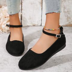 Velvet Solid Color One-Strap Shallow Mouth Flat Shoes