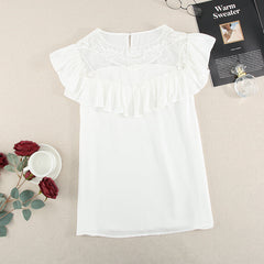 Ruffle Round neck Lace undershirt Top