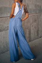 Sleeveless Denim Strappy Wide leg Pants