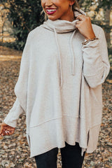 Turtleneck Waffle Dolman Sleeve Sweatshirt