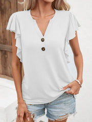 V-neck Short Bell Sleeves Top